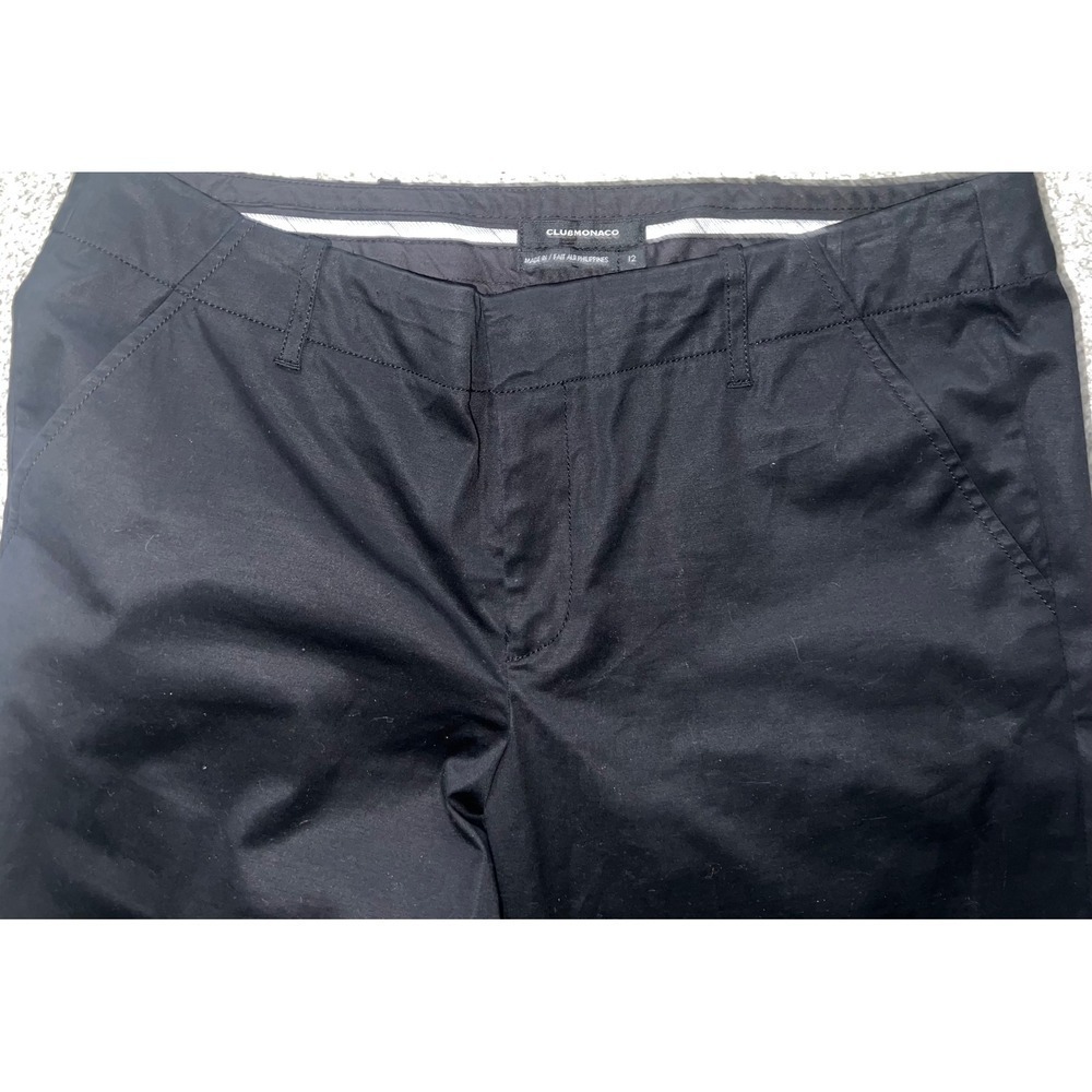 Club Monaco Black Wide Leg  Pants Sz 12 Designer Minimalist Tailored Trousers - Picture 5 of 9